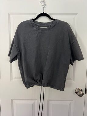 Women's Charcoal Gray Drawstring Hem Sweatshirt